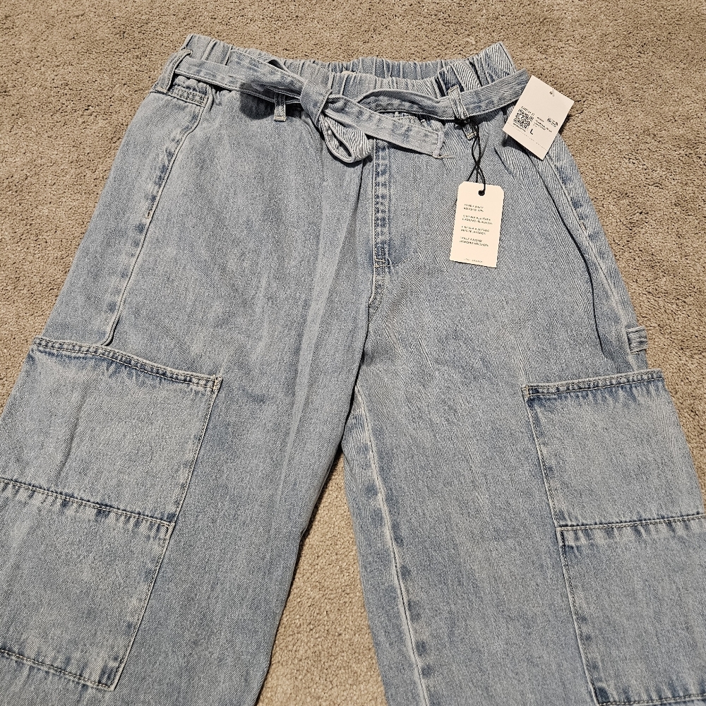 Recycled Cotton Tie-Waist Denim Pants